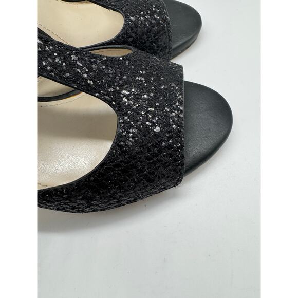 Davids Bridal Saylor Black Glitter Open Toe High Heel Pumps Sz 8.5 Wedding Prom - Picture 5 of 10